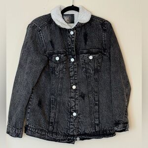 Refuge Black Jean Jacket with Cream Collar